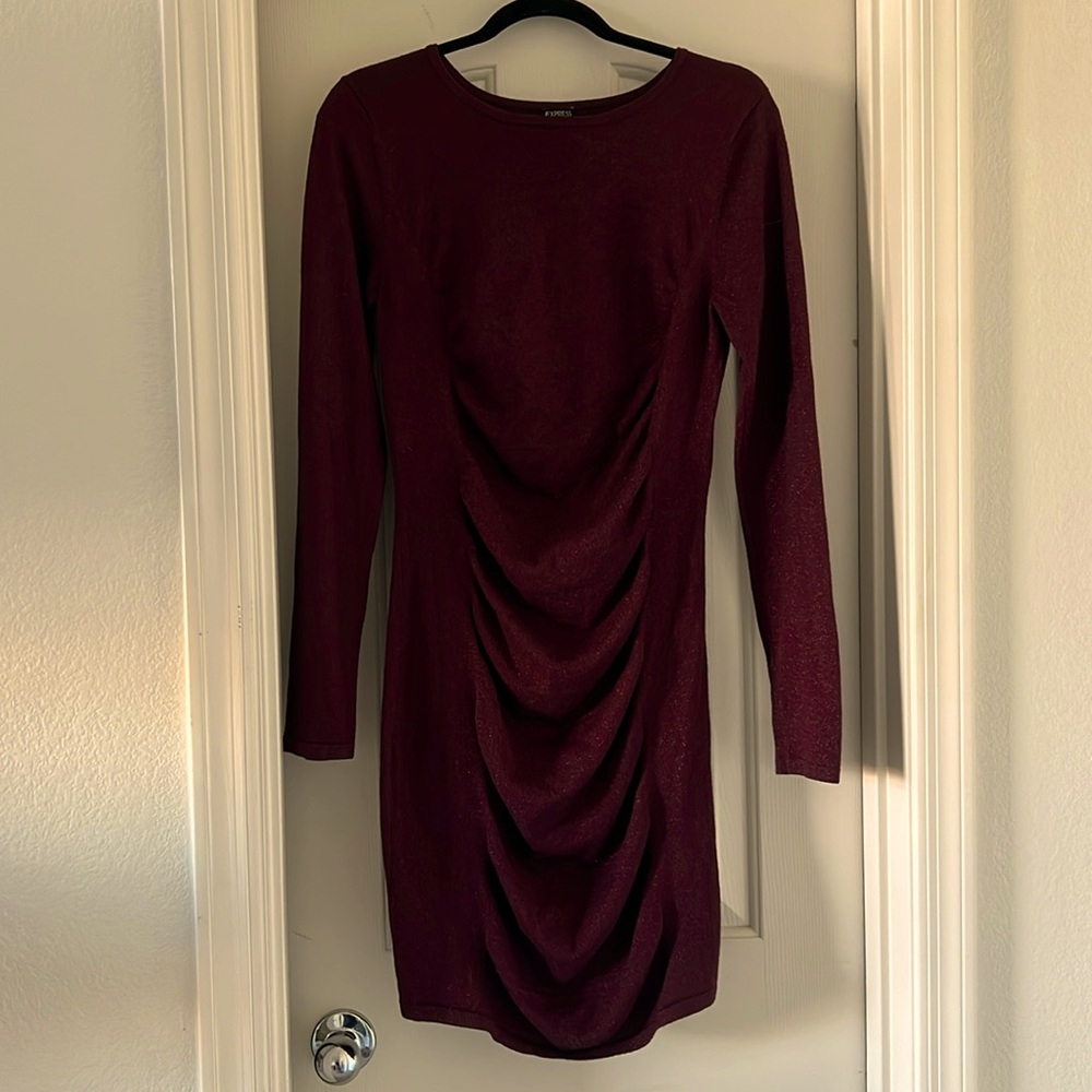Ruched plum sparkly dress